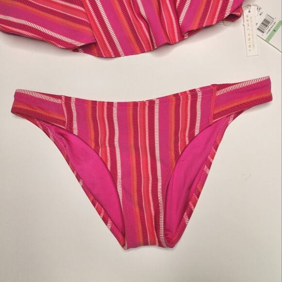 Trina Turk Marai Pink Striped One Shoulder Bikini Set Size 8 NWT - Picture 2 of 7